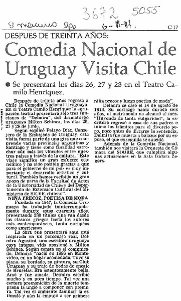 Comedia Nacional de Uruguay visita Chile  [artículo].