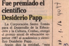 Fue premiado el científico Desiderio Papp  [artículo].