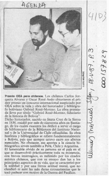 Premio OEA para chilenos  [artículo].