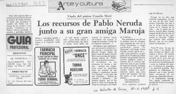 Los Recursos de Pablo Neruda junto a su gran amiga Maruja  [artículo].