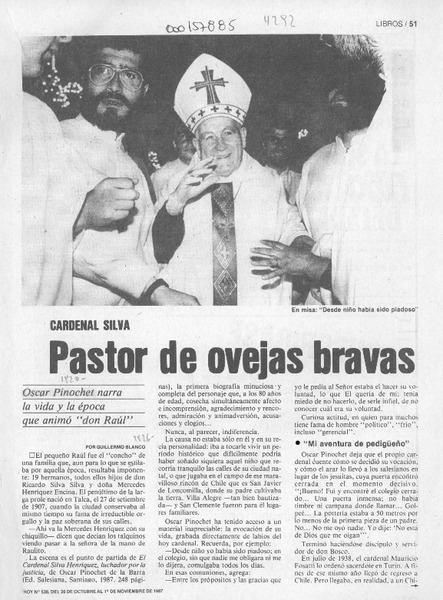 Pastor de ovejas bravas  [artículo] Guillermo Blanco.