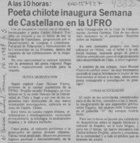 Poeta chilote inaugura semana de castellano en la UFRO  [artículo].
