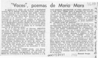 "Voces", poemas de Mario Mora  [artículo] Gonzalo Drago.