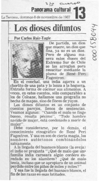 Los dioses difuntos  [artículo] Carlos Ruiz Tagle.