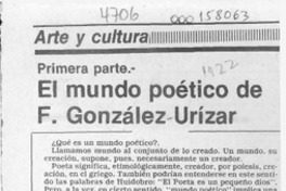 El mundo poético de F. González Urízar  [artículo] Ernesto Livacic.
