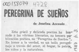 Peregrina de sueños  [artículo] Pina García A.