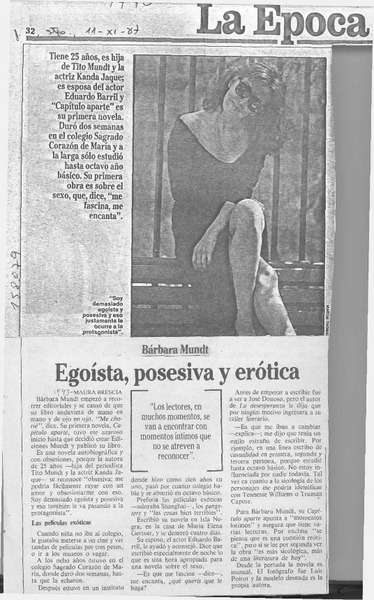 Egoísta Posesiva Y Erótica [artículo] Maura Brescia Biblioteca