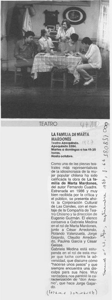 La familia de Marta Mardones  [artículo] Patricia Domínguez.