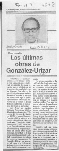 Las últimas obras de González-Urízar  [artículo] Emilio Oviedo.