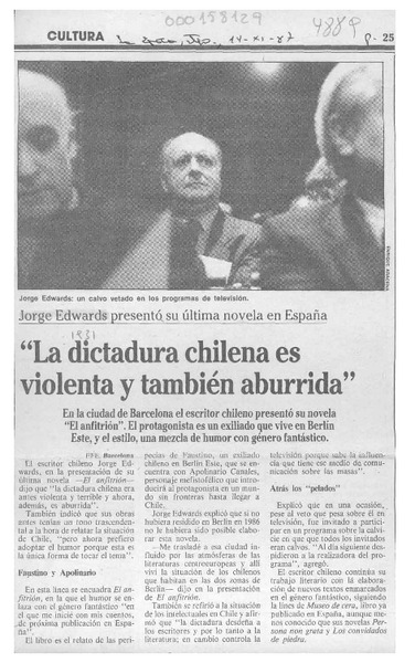 "La Dictadura chilena es violenta y también aburrida"  [artículo].