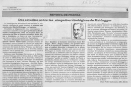 Dos estudios sobre las simpatías ideológicas de Heidegger