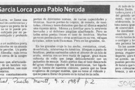 Federico García Lorca para Pablo Neruda  [artículo] Alejandro Meza Albarracín.