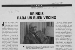 Brindis para un buen vecino  [artículo] Rodrigo Alvarado.