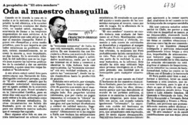 Oda al maestro chasquilla  [artículo] Francisco Orrego Vicuña.