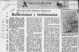 Carlos Martínez Sotomayor, "Reflexiones y testimonios políticos"  [artículo] Germán Arciniegas.