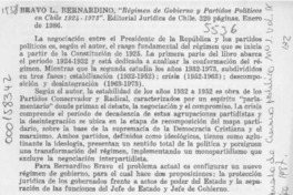 "Régimen de gobierno y partidos políticos en Chile 1924-1973"  [artículo] T. A.