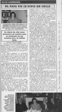 El Papa Pío IX vivió en Chile  [artículo].