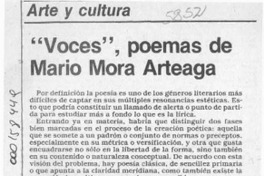 "Voces", poemas de Mario Mora Arteaga  [artículo] Miguel Angel Díaz.