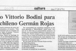 Premio Vittorio Bodini para poeta chileno Germán Rojas  [artículo].