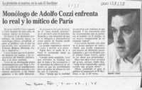 Monólogo de Adolfo Cozzi enfrenta lo real y lo mítico de París  [artículo].