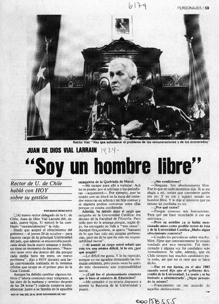 "Soy un hombre libre"  [artículo] María Irene Soto.