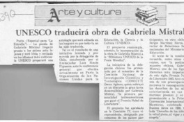 UNESCO traducirá obra de Gabriela Mistral