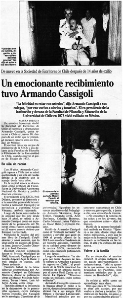 Un emocionante recibimiento tuvo Armando Cassigoli