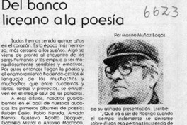 Del banco liceano a la poesía  [artículo] Marino Muñoz Lagos.
