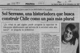 Sol Serrano, una historiadora que busca construir Chile como un país más plural  [artículo] Carmen Imperatore.