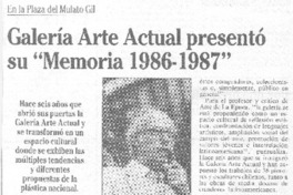 Galería arte actual presentó su "Memoria 1986-1987"