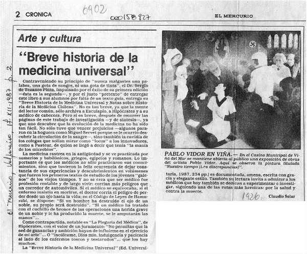 "Breve historia de la medicina universal"  [artículo] Claudio Solar.