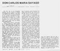 Don Carlos María Sayago  [artículo] Medardo Cano Godoy.