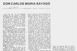 Don Carlos María Sayago  [artículo] Medardo Cano Godoy.