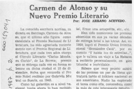 Carmen de Alonso y su nuevo galardón literario  [artículo] José Arraño Acevedo.