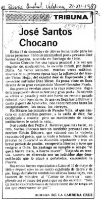 José Santos Chocano  [artículo] Hernán de la Carrera Cruz.