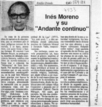 Inés Moreno y su "Andante continuo"  [artículo] Emilio Oviedo.
