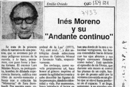 Inés Moreno y su "Andante continuo"  [artículo] Emilio Oviedo.
