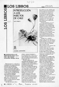 Introducción a los insectos de Chile  [artículo] Haroldo Toro.