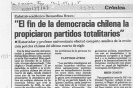 "El Fin de la democracia chilena la propiciaron partidos totalitarios"  [artículo].