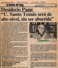 Desiderio Papp, "U. Santo Tomás será de alto nivel, sin ser aburrida"  [artículo].