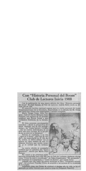 Con "Historia personal del Boom" Club de Lectores inicia 1988  [artículo].
