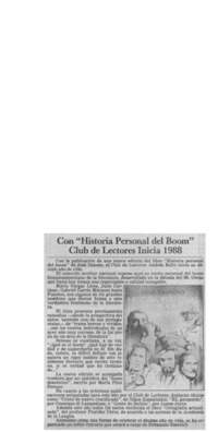 Con "Historia personal del Boom" Club de Lectores inicia 1988  [artículo].