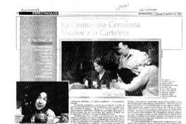 La centenaria comilona vuelve a la cartelera  [artículo] María Teresa Bravo de G.