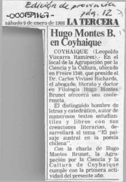 Hugo Montes B. en Coyhaique