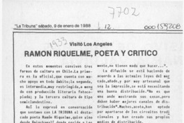 Ramón Riquelme, poeta y crítico  [artículo].