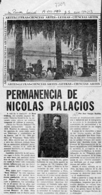 Permanencia de Nicolás Palacios  [artículo] José Vargas Badilla.