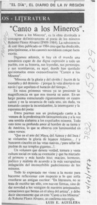 "Canto a los mineros"  [artículo] Luis E. Aguilera.