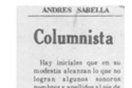 Columnista  [artículo] Andrés Sabella.
