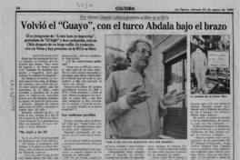 Volvió el "Guayo", con el turco Abdala bajo el brazo  [artículo] Antonio Martínez.