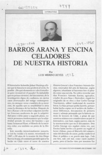 Barros Arana y Encina celadores de nuestra historia  [artículo] Luis Merino Reyes.